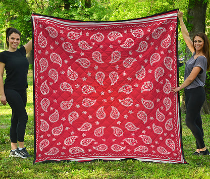 Red And White Bandana Print Quilt