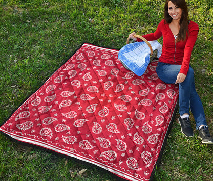 Red And White Bandana Print Quilt