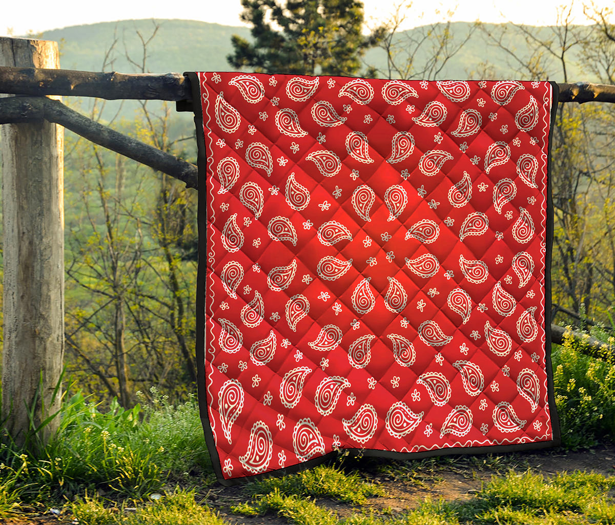 Red And White Bandana Print Quilt