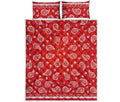 Red And White Bandana Print Quilt Bed Set