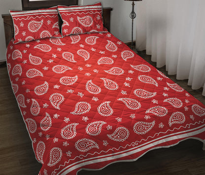 Red And White Bandana Print Quilt Bed Set