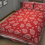 Red And White Bandana Print Quilt Bed Set