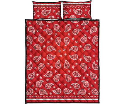 Red And White Bandana Print Quilt Bed Set