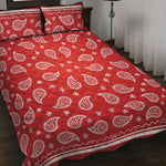 Red And White Bandana Print Quilt Bed Set