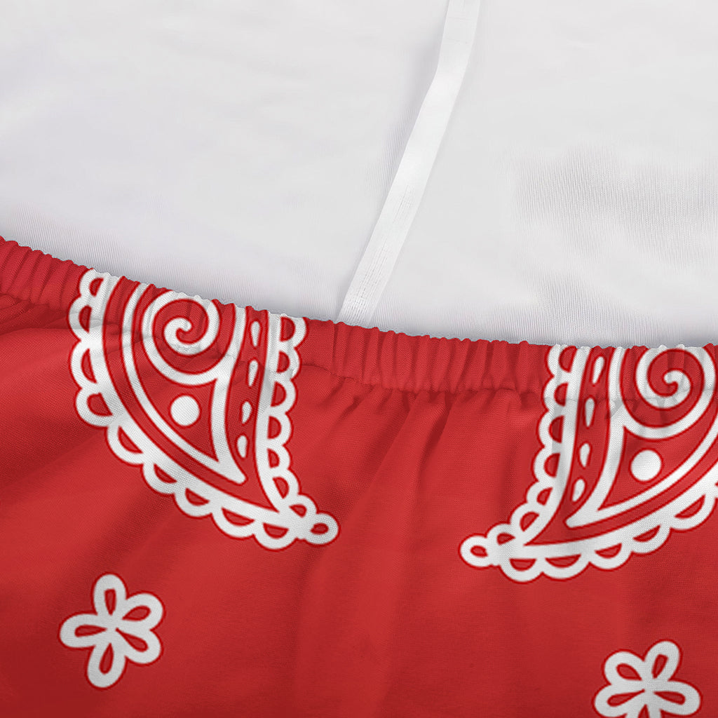 Red And White Bandana Print Sofa Cover
