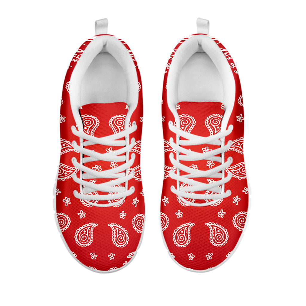 Red And White Bandana Print White Sneakers