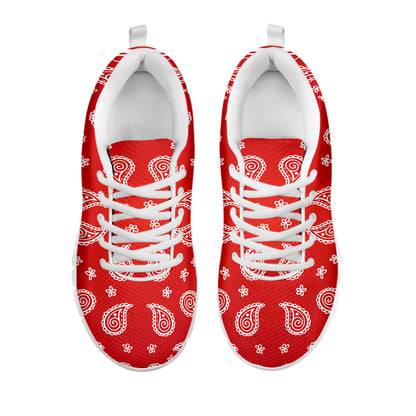 Red And White Bandana Print White Sneakers
