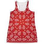 Red And White Bandana Print Women's Racerback Tank Top