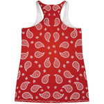 Red And White Bandana Print Women's Racerback Tank Top