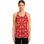Red And White Bandana Print Women's Racerback Tank Top