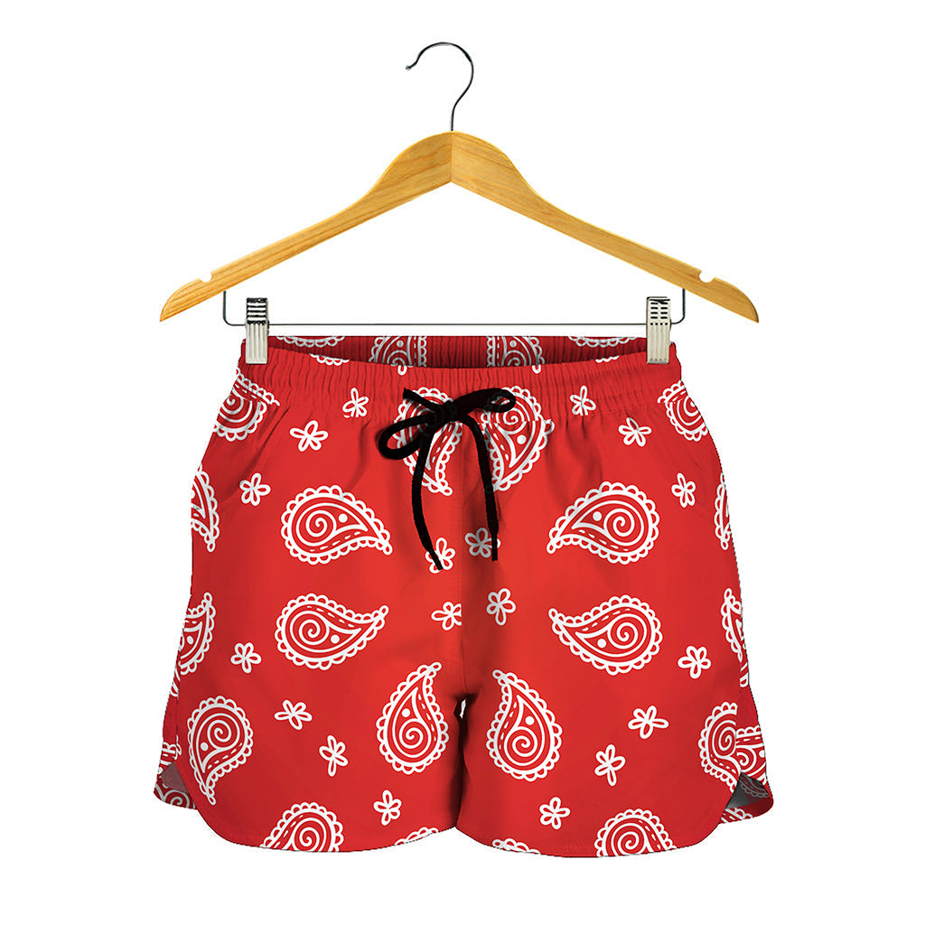 Red And White Bandana Print Women's Shorts