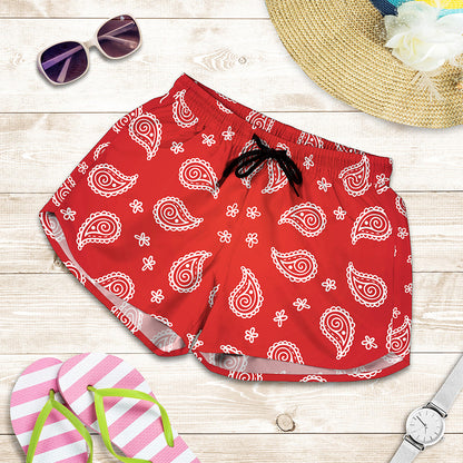 Red And White Bandana Print Women's Shorts