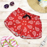 Red And White Bandana Print Women's Shorts