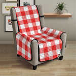 Red And White Buffalo Check Print Armchair Protector