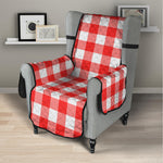 Red And White Buffalo Check Print Armchair Protector