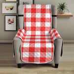 Red And White Buffalo Check Print Armchair Protector