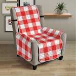 Red And White Buffalo Check Print Armchair Protector