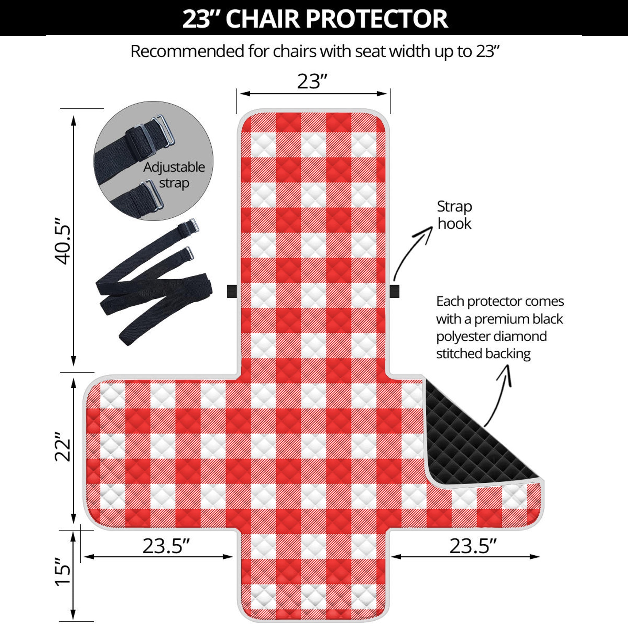 Red And White Buffalo Check Print Armchair Protector