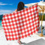 Red And White Buffalo Check Print Beach Sarong Wrap