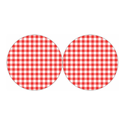 Red And White Buffalo Check Print Car Coasters