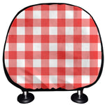 Red And White Buffalo Check Print Car Headrest Covers