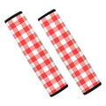 Red And White Buffalo Check Print Car Seat Belt Covers