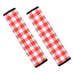 Red And White Buffalo Check Print Car Seat Belt Covers