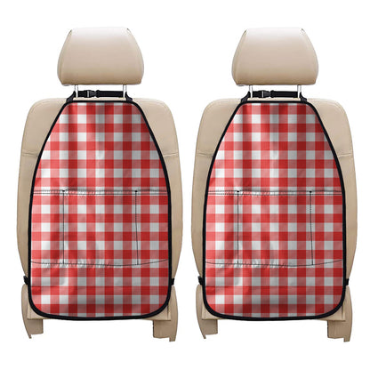 Red And White Buffalo Check Print Car Seat Organizers
