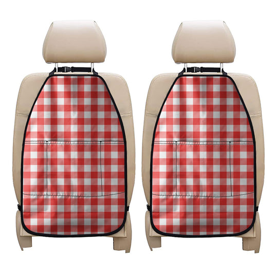 Red And White Buffalo Check Print Car Seat Organizers