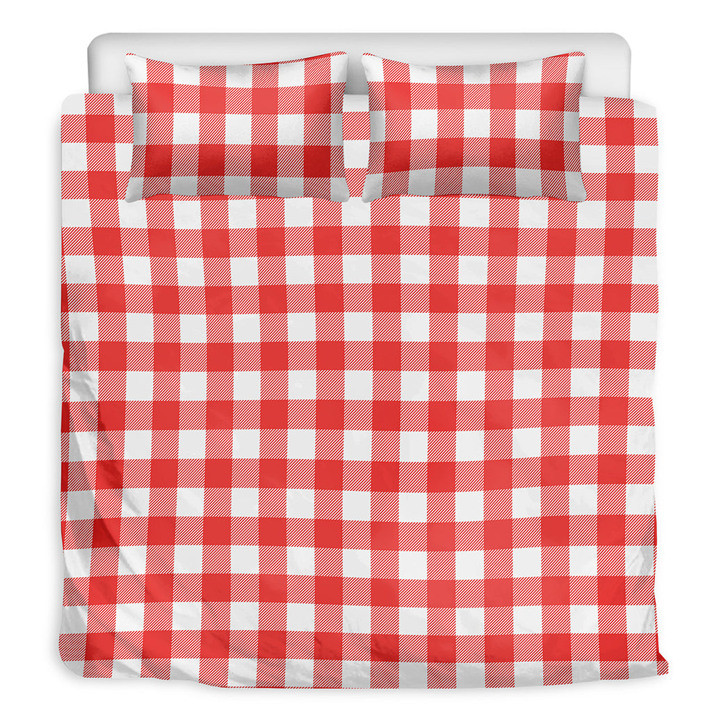 Red And White Buffalo Check Print Duvet Cover Bedding Set