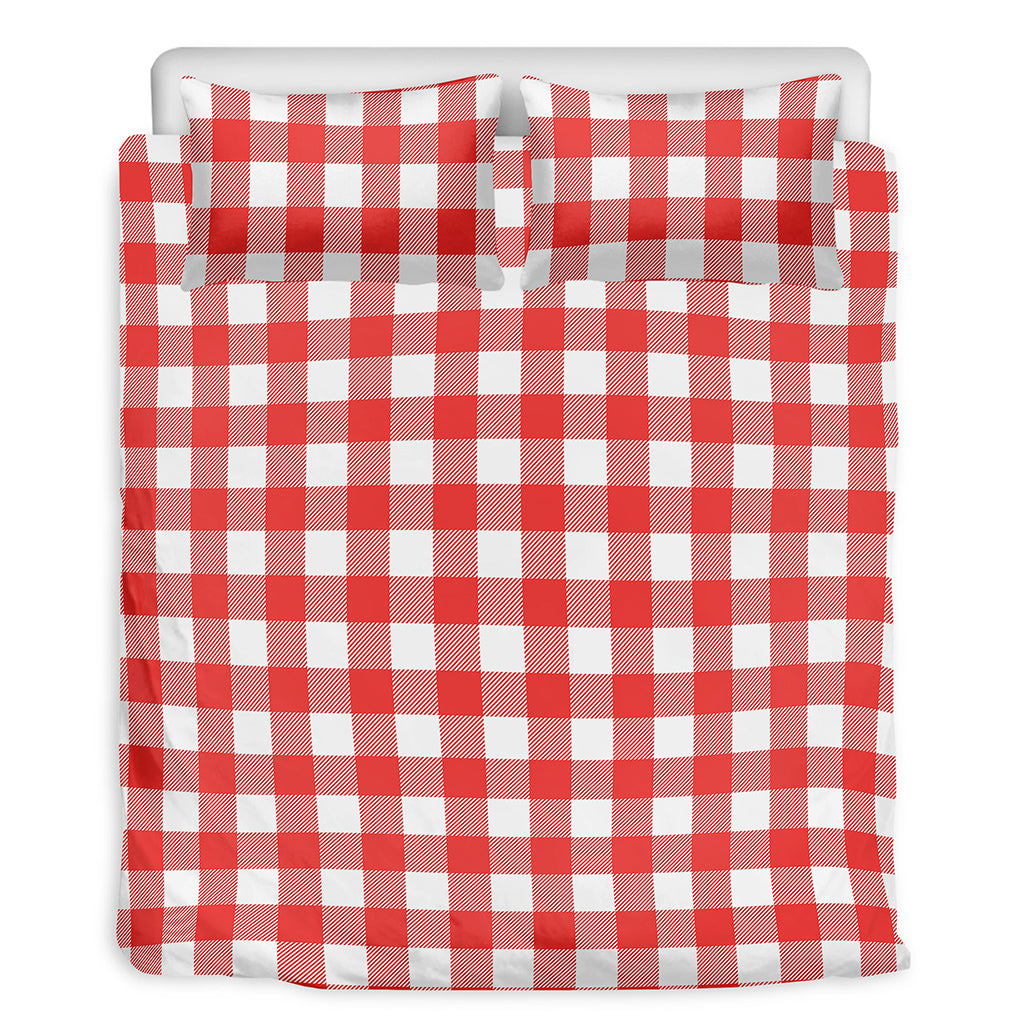 Red And White Buffalo Check Print Duvet Cover Bedding Set