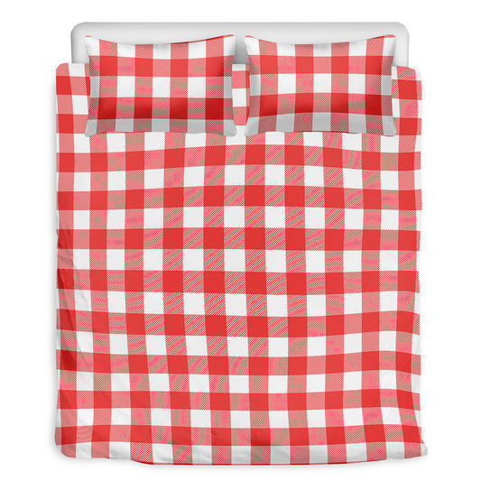 Red And White Buffalo Check Print Duvet Cover Bedding Set