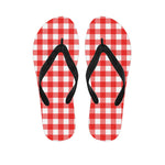 Red And White Buffalo Check Print Flip Flops