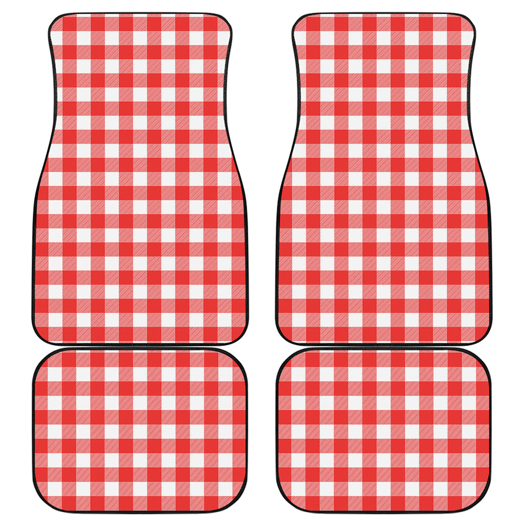 Red And White Buffalo Check Print Front and Back Car Floor Mats