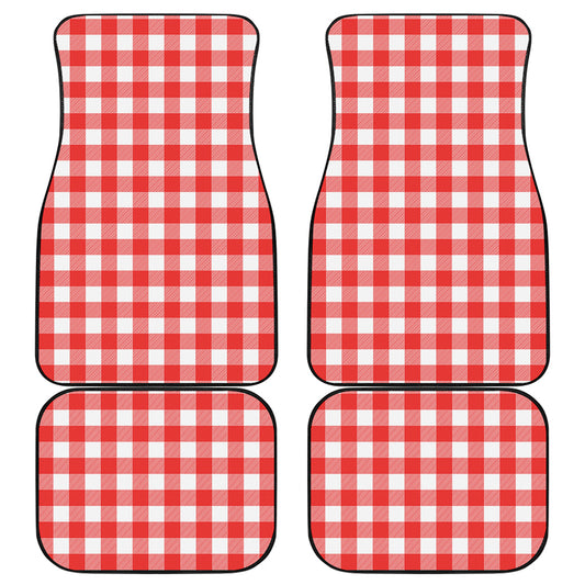 Red And White Buffalo Check Print Front and Back Car Floor Mats