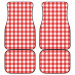 Red And White Buffalo Check Print Front and Back Car Floor Mats