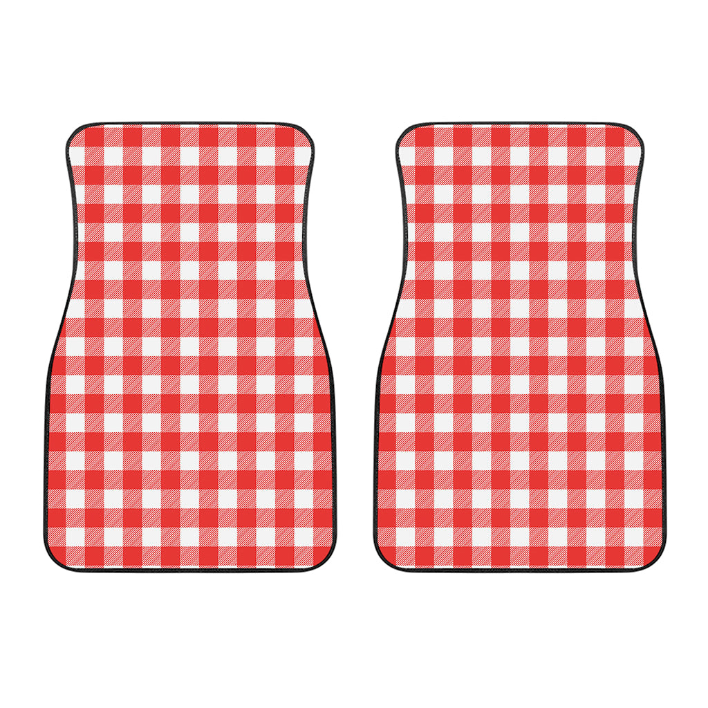 Red And White Buffalo Check Print Front Car Floor Mats