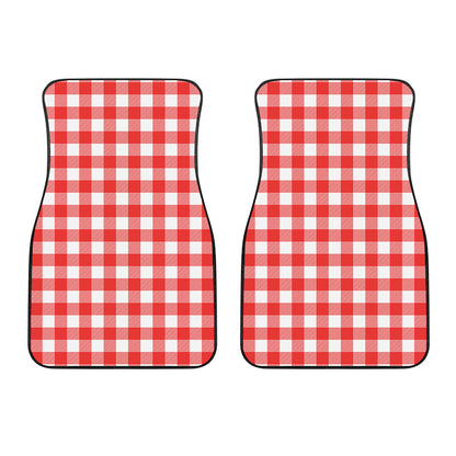 Red And White Buffalo Check Print Front Car Floor Mats