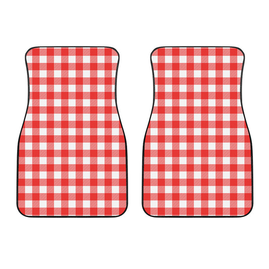 Red And White Buffalo Check Print Front Car Floor Mats