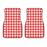 Red And White Buffalo Check Print Front Car Floor Mats