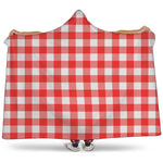 Red And White Buffalo Check Print Hooded Blanket
