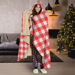 Red And White Buffalo Check Print Hooded Blanket
