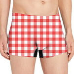Red And White Buffalo Check Print Men's Boxer Briefs
