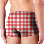 Red And White Buffalo Check Print Men's Boxer Briefs