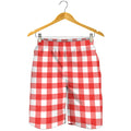 Red And White Buffalo Check Print Men's Shorts