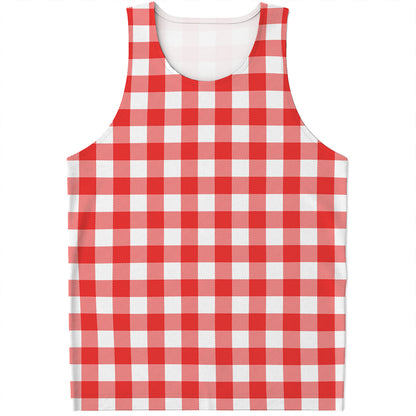 Red And White Buffalo Check Print Men's Tank Top