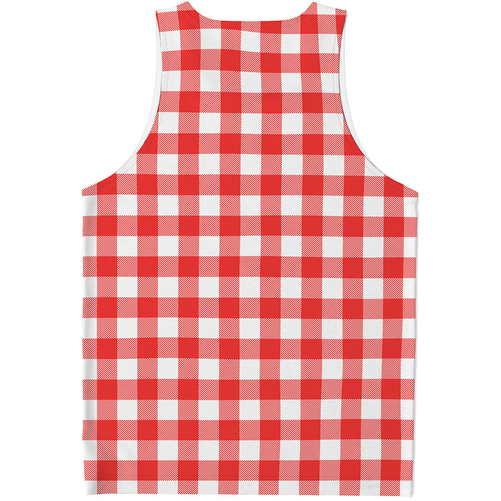 Red And White Buffalo Check Print Men's Tank Top