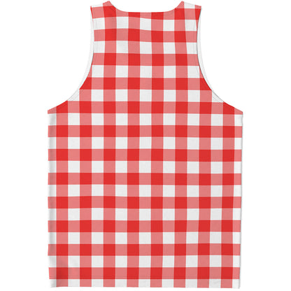 Red And White Buffalo Check Print Men's Tank Top