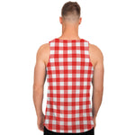 Red And White Buffalo Check Print Men's Tank Top