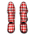 Red And White Buffalo Check Print Muay Thai Shin Guard